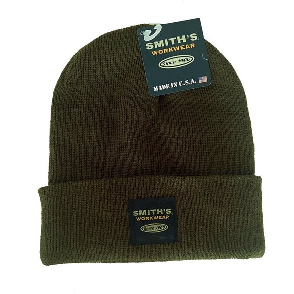Smiths Men's Style Trending Cuffed Knit Beanie Army Green Winter Hat Gift - Picture 2 of 5